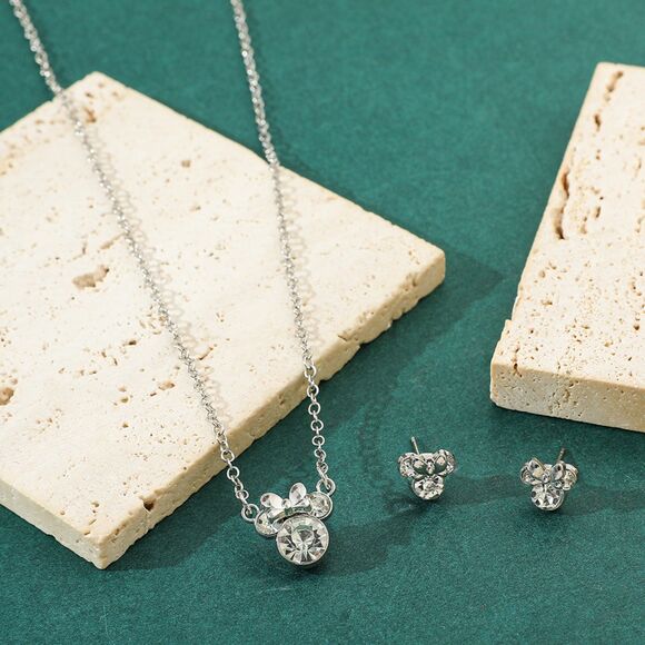 Minnie Mouse Sterling Silver Stud Earrings & Necklace Set – Theme Park Exclusive - Picture 2 of 12